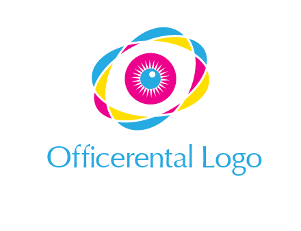 colorful abstract oval eye in center printing logo