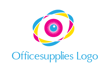 colorful abstract oval eye in center printing logo