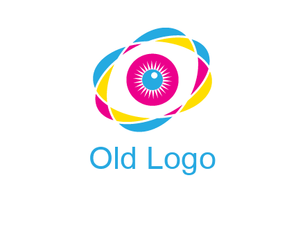 colorful abstract oval eye in center printing logo