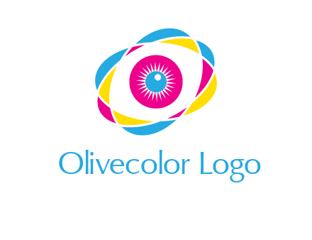 colorful abstract oval eye in center printing logo