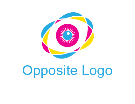 colorful abstract oval eye in center printing logo