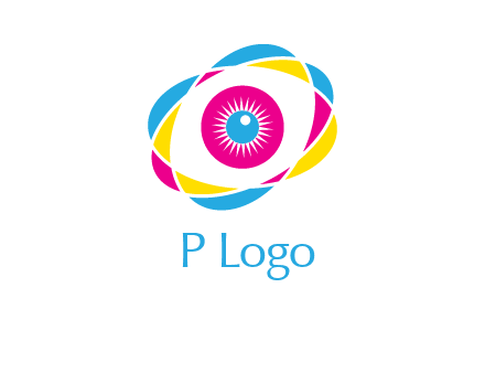 colorful abstract oval eye in center printing logo