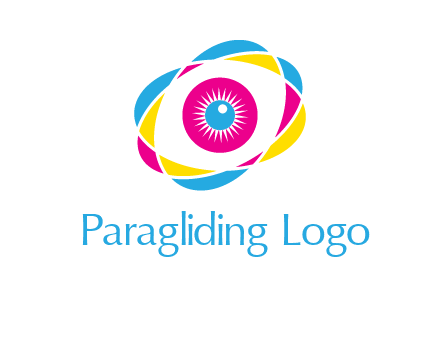 colorful abstract oval eye in center printing logo