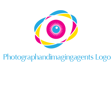 colorful abstract oval eye in center printing logo