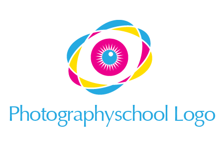 colorful abstract oval eye in center printing logo