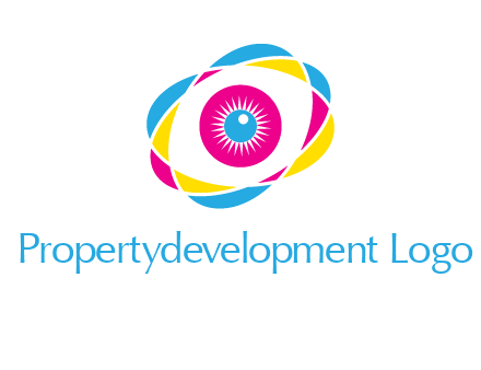 colorful abstract oval eye in center printing logo