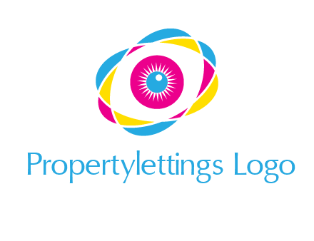 colorful abstract oval eye in center printing logo