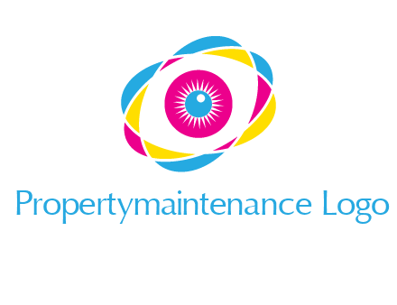 colorful abstract oval eye in center printing logo