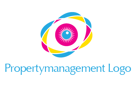 colorful abstract oval eye in center printing logo
