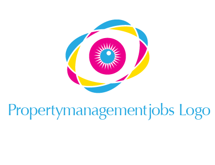 colorful abstract oval eye in center printing logo