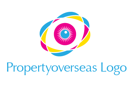 colorful abstract oval eye in center printing logo