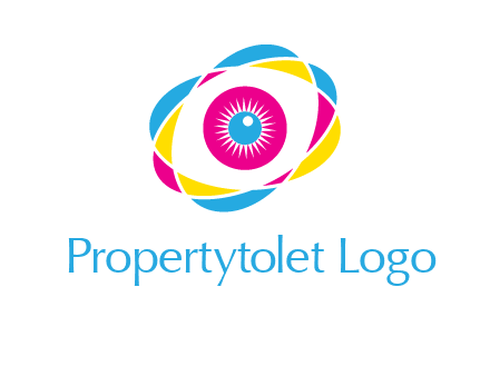 colorful abstract oval eye in center printing logo
