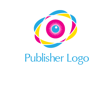colorful abstract oval eye in center printing logo