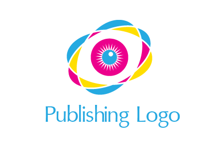 colorful abstract oval eye in center printing logo