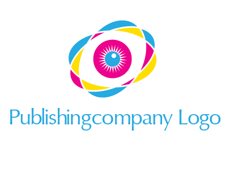 colorful abstract oval eye in center printing logo