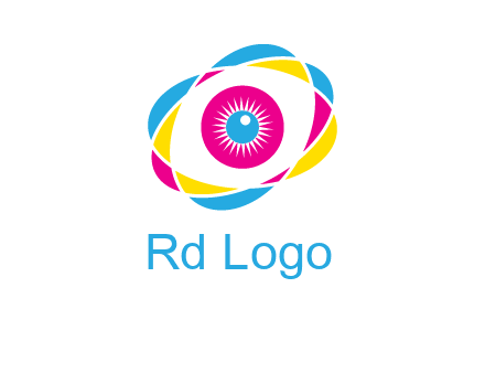 colorful abstract oval eye in center printing logo