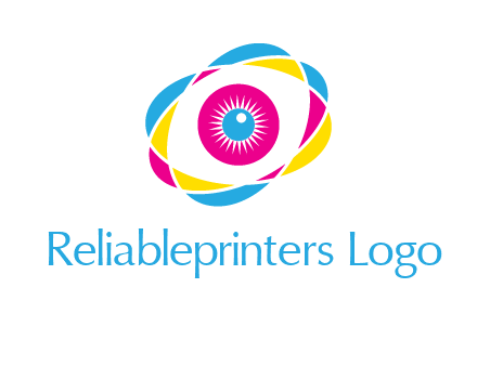 colorful abstract oval eye in center printing logo