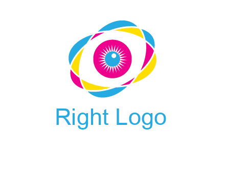 colorful abstract oval eye in center printing logo