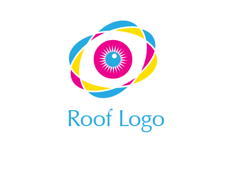 colorful abstract oval eye in center printing logo