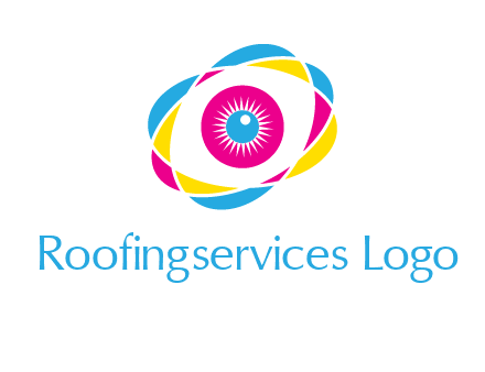 colorful abstract oval eye in center printing logo