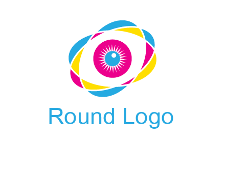 colorful abstract oval eye in center printing logo