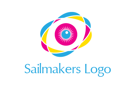 colorful abstract oval eye in center printing logo