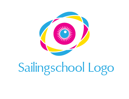 colorful abstract oval eye in center printing logo