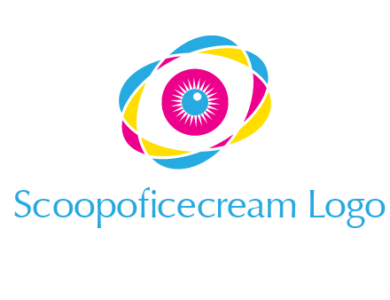 colorful abstract oval eye in center printing logo
