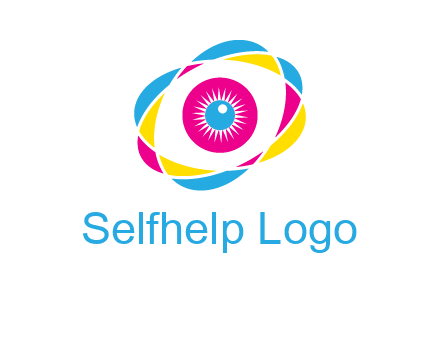 colorful abstract oval eye in center printing logo