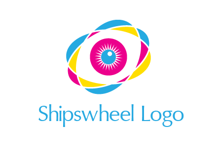 colorful abstract oval eye in center printing logo