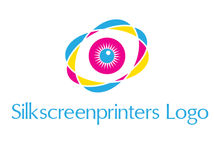 colorful abstract oval eye in center printing logo