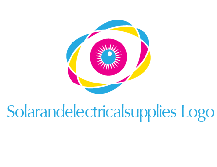 colorful abstract oval eye in center printing logo