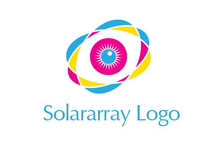 colorful abstract oval eye in center printing logo