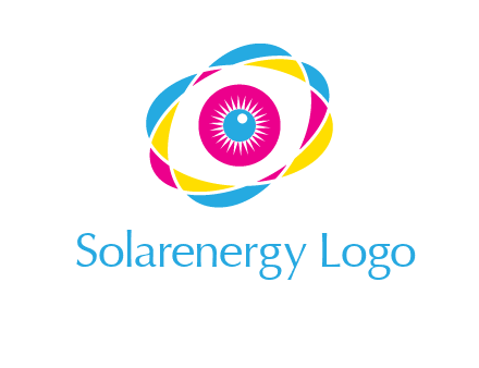 colorful abstract oval eye in center printing logo