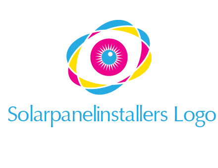 colorful abstract oval eye in center printing logo