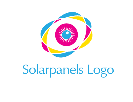 colorful abstract oval eye in center printing logo