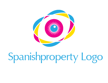 colorful abstract oval eye in center printing logo