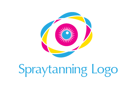 colorful abstract oval eye in center printing logo