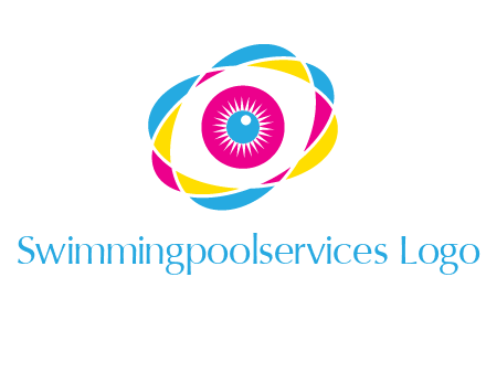 colorful abstract oval eye in center printing logo
