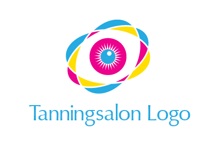 colorful abstract oval eye in center printing logo