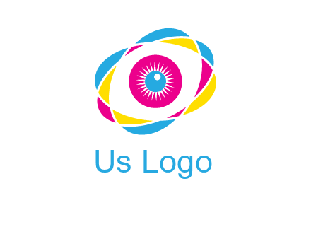 colorful abstract oval eye in center printing logo