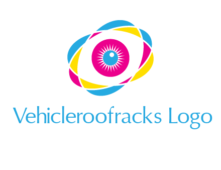 colorful abstract oval eye in center printing logo