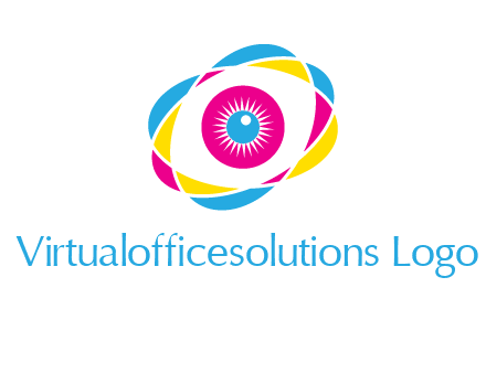 colorful abstract oval eye in center printing logo