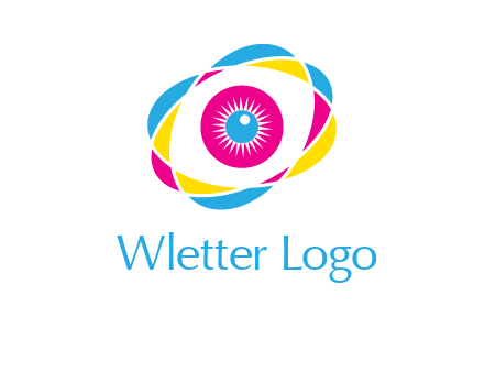 colorful abstract oval eye in center printing logo