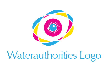 colorful abstract oval eye in center printing logo
