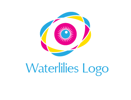 colorful abstract oval eye in center printing logo