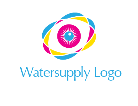 colorful abstract oval eye in center printing logo