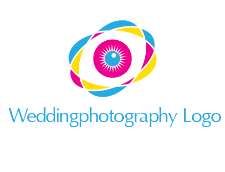 colorful abstract oval eye in center printing logo