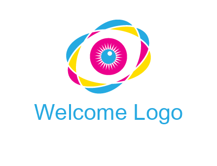 colorful abstract oval eye in center printing logo