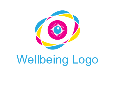 colorful abstract oval eye in center printing logo